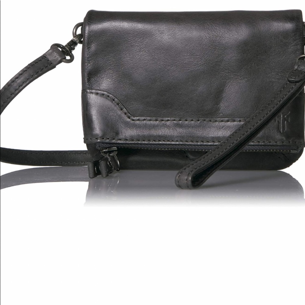 Frye Melissa Stadium Bag Black Leather NWT Crossbody/Clutch
